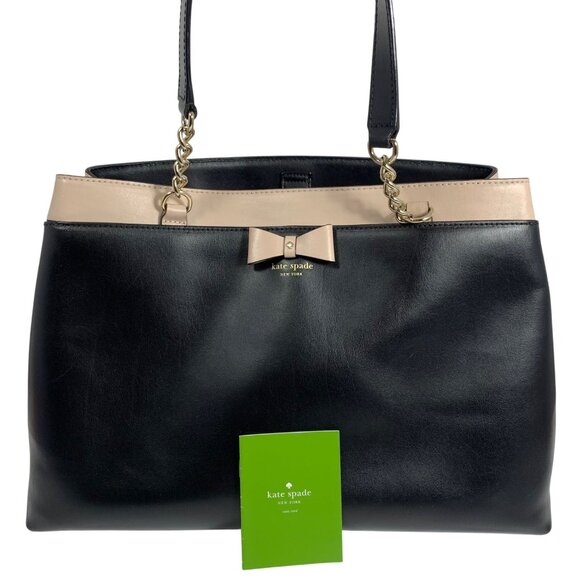 KATE SPADE New York Baldwin Street Maryanne Shoulder Bag Tote Black/Almond Leath - Picture 1 of 11